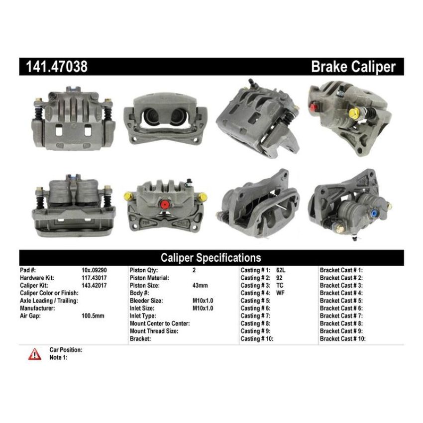 CENTRIC PARTS 141.47038 Centric Semi-Loaded Brake Caliper