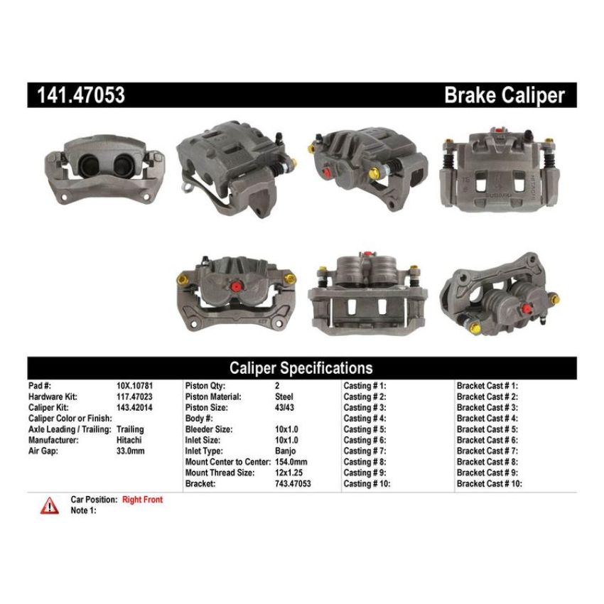 CENTRIC PARTS 141.47053 Centric Semi-Loaded Brake Caliper
