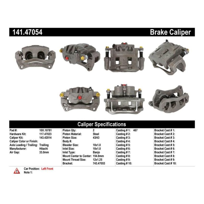 CENTRIC PARTS 141.47054 Centric Semi-Loaded Brake Caliper