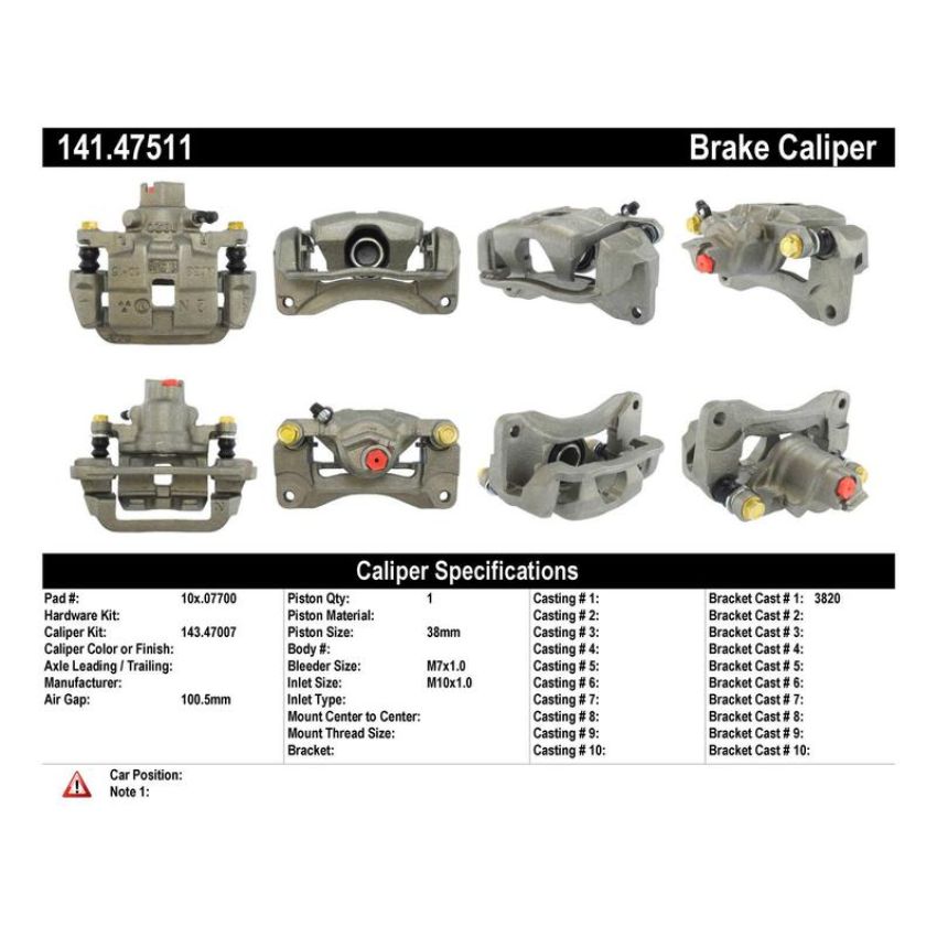 CENTRIC PARTS 141.47511 Centric Semi-Loaded Brake Caliper