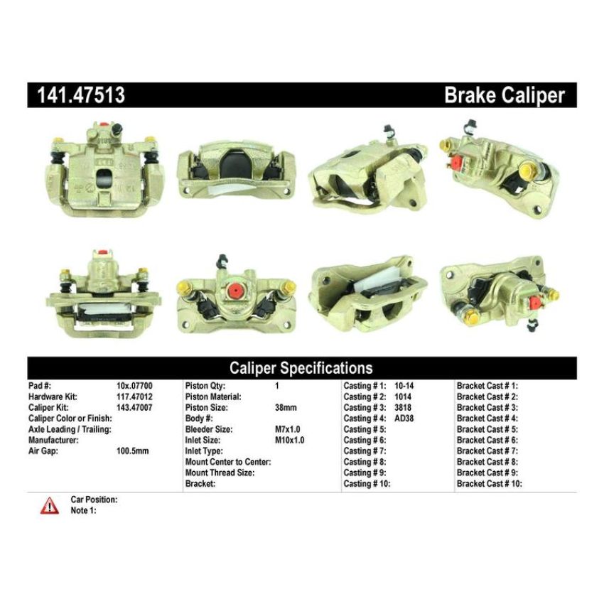 CENTRIC PARTS 141.47513 Centric Semi-Loaded Brake Caliper