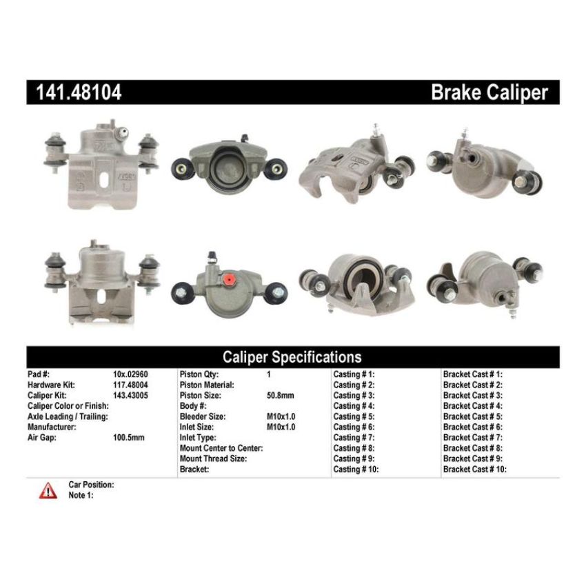 CENTRIC PARTS 141.48104 Centric Semi-Loaded Brake Caliper