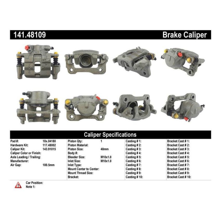 CENTRIC PARTS 141.48109 Centric Semi-Loaded Brake Caliper