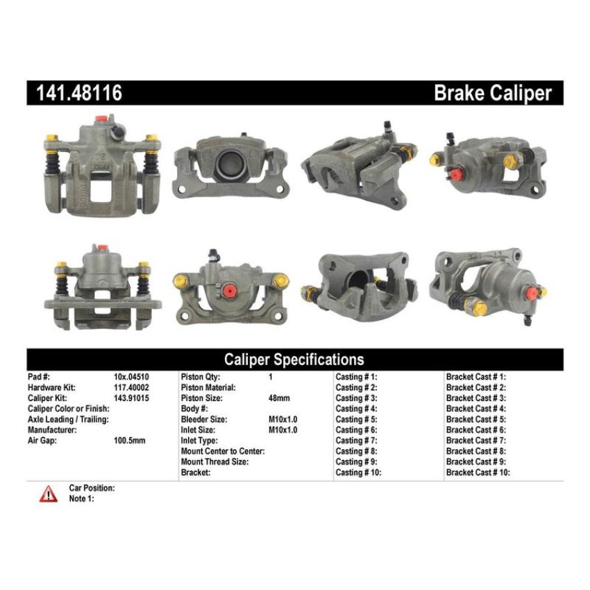 CENTRIC PARTS 141.48116 Centric Semi-Loaded Brake Caliper