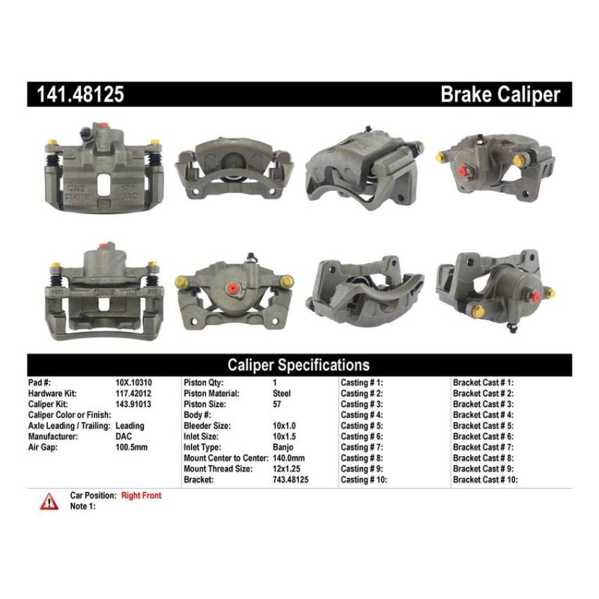CENTRIC PARTS 141.48125 Centric Semi-Loaded Brake Caliper