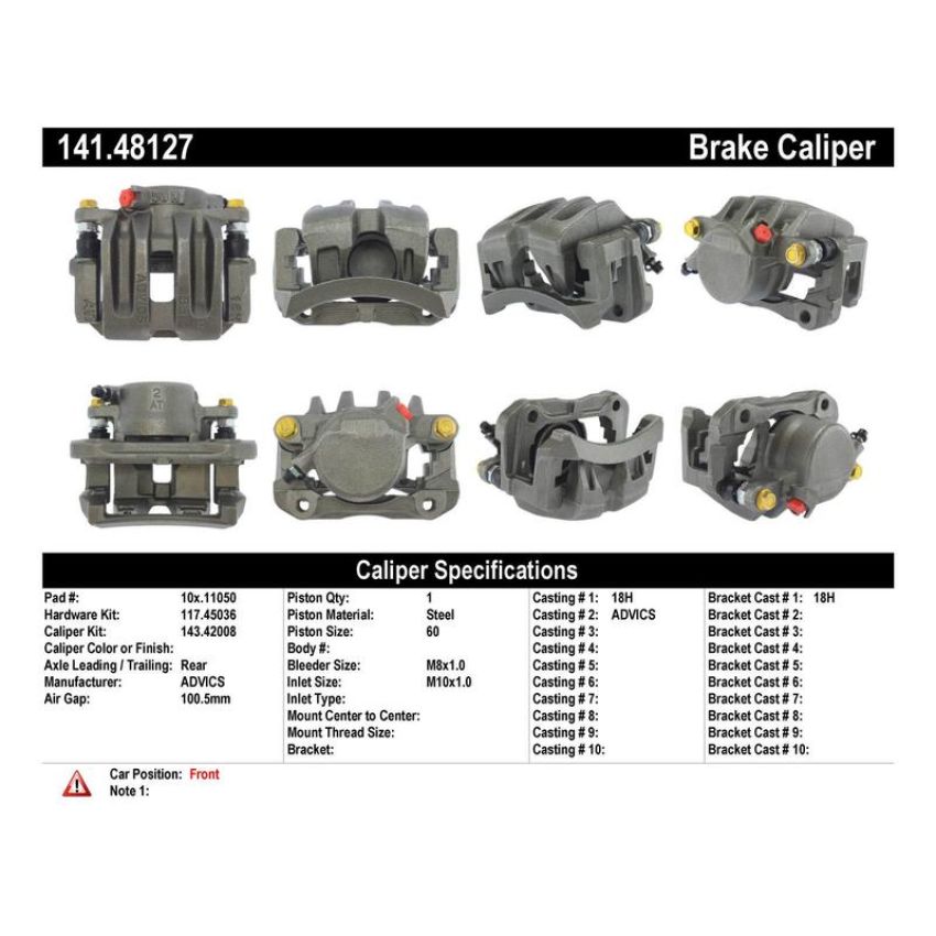 CENTRIC PARTS 141.48127 Centric Semi-Loaded Brake Caliper