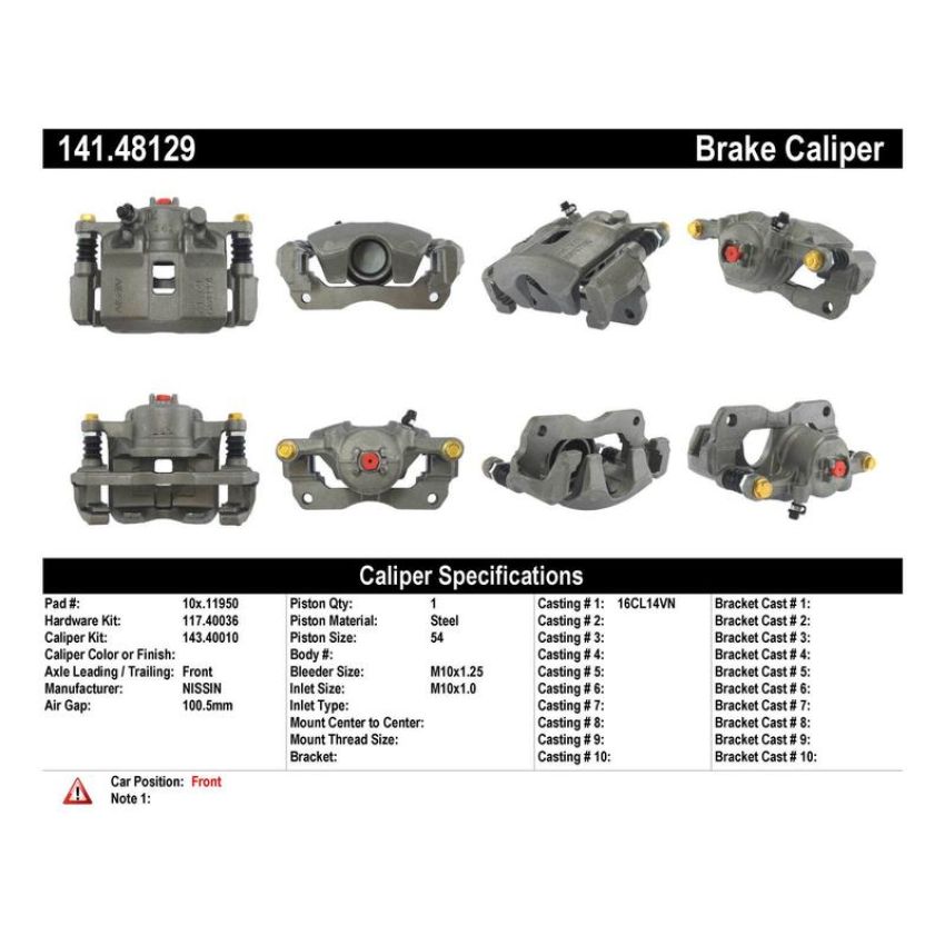 CENTRIC PARTS 141.48129 Centric Semi-Loaded Brake Caliper