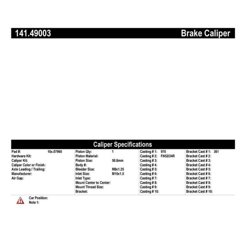 CENTRIC PARTS 141.49003 Centric Semi-Loaded Brake Caliper