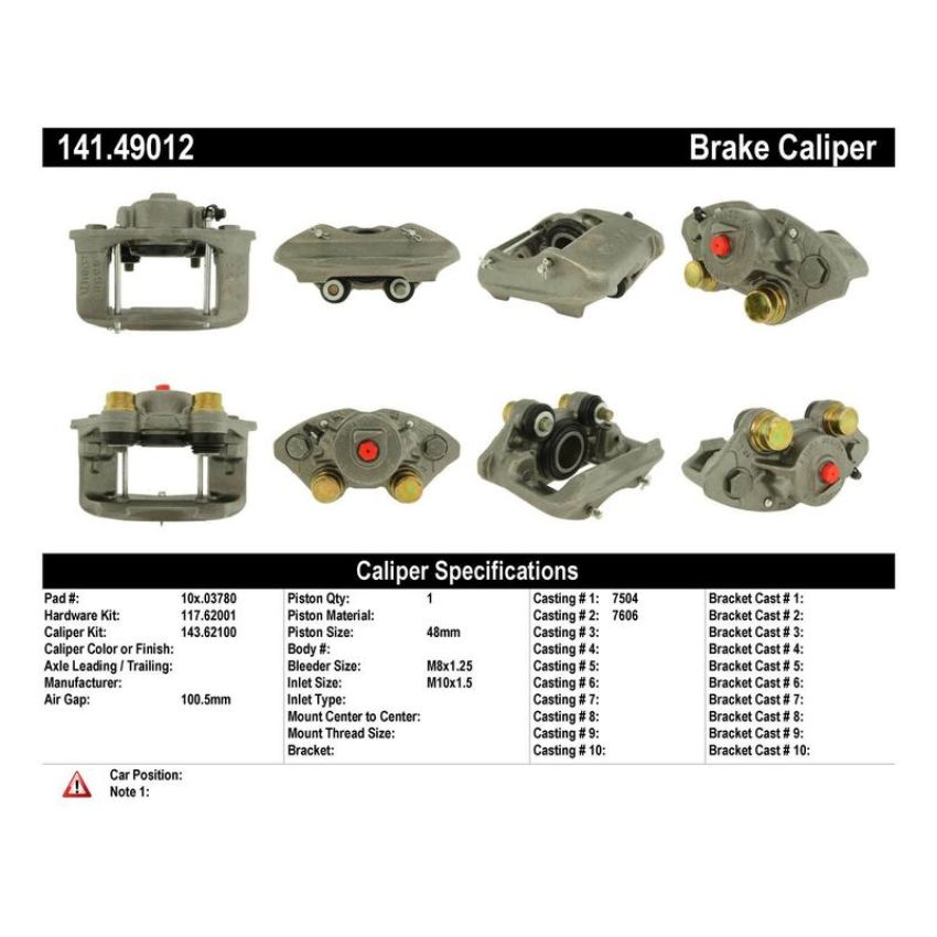 CENTRIC PARTS 141.49012 Centric Semi-Loaded Brake Caliper