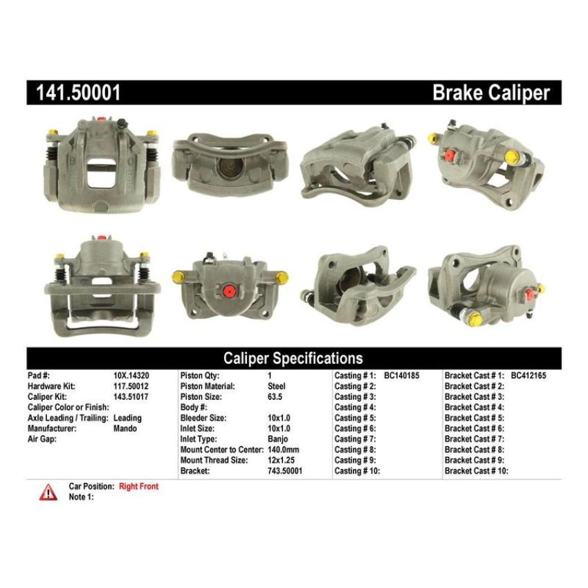 CENTRIC PARTS 141.50001 Centric Semi-Loaded Brake Caliper