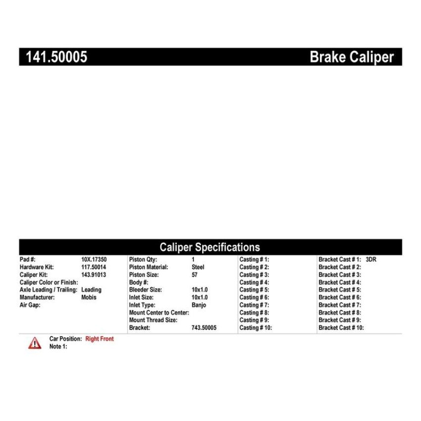 CENTRIC PARTS 141.50005 Centric Semi-Loaded Brake Caliper