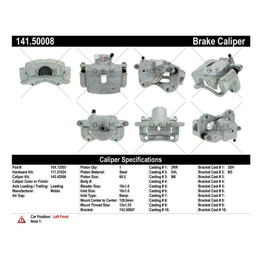CENTRIC PARTS 141.50008 Centric Semi-Loaded Brake Caliper