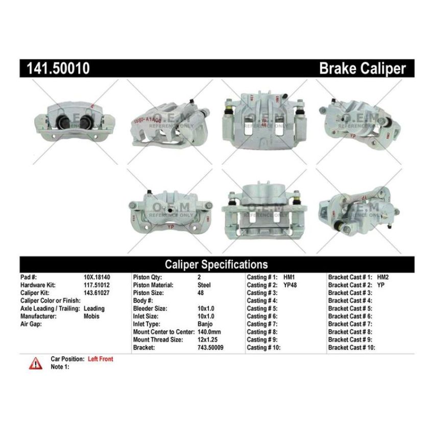CENTRIC PARTS 141.50010 Centric Semi-Loaded Brake Caliper