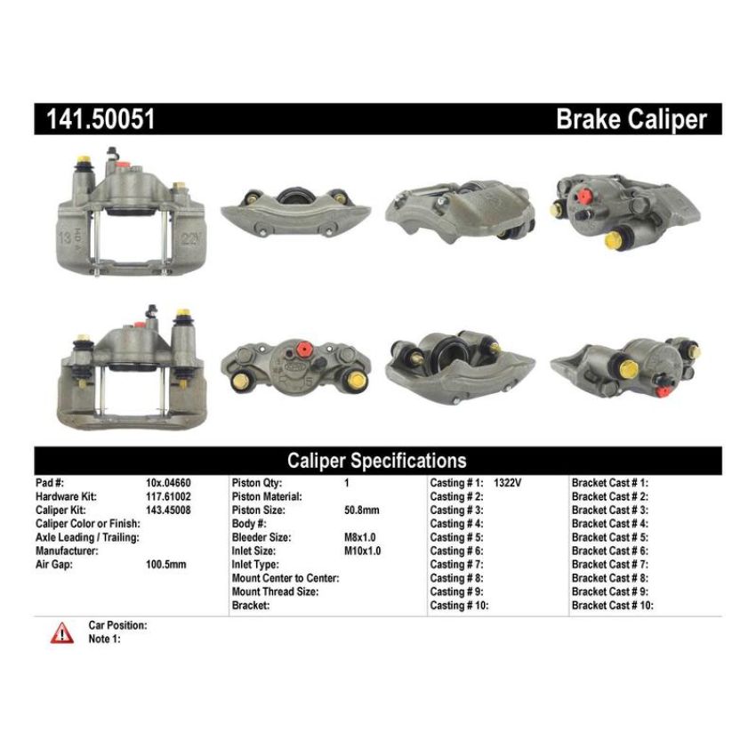 CENTRIC PARTS 141.50051 Centric Semi-Loaded Brake Caliper