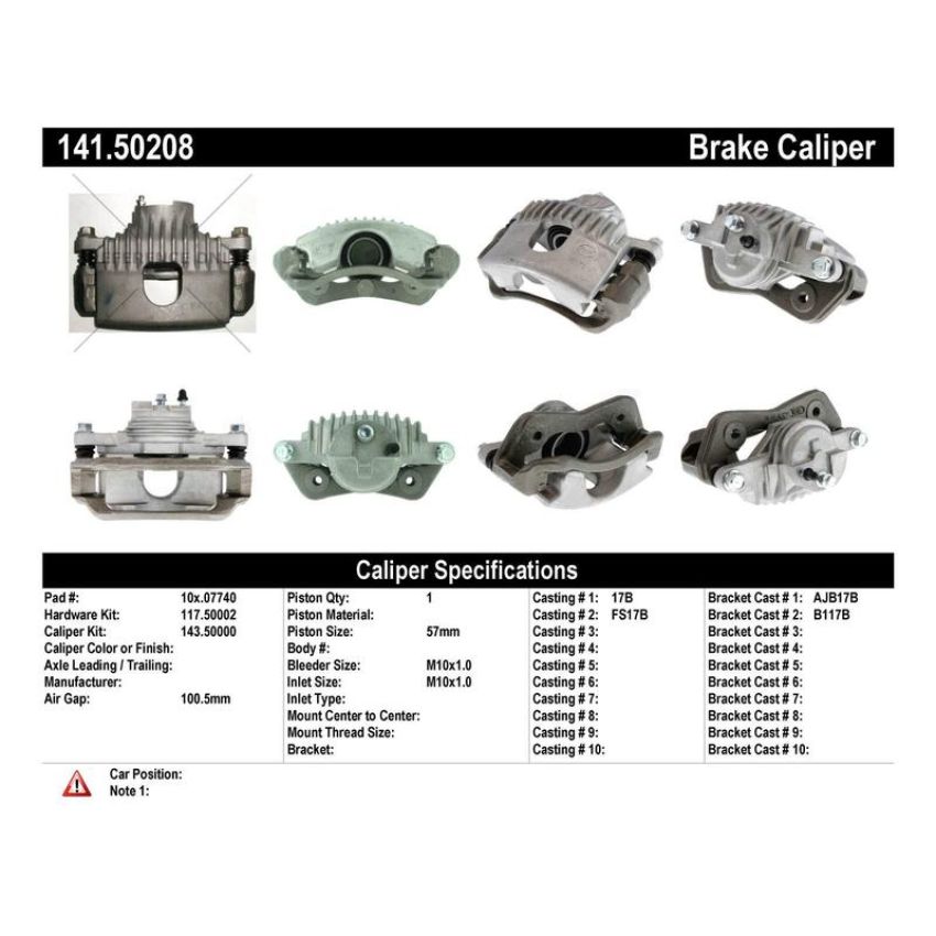 CENTRIC PARTS 141.50208 Centric Semi-Loaded Brake Caliper