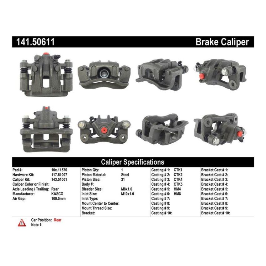 CENTRIC PARTS 141.50611 Centric Semi-Loaded Brake Caliper