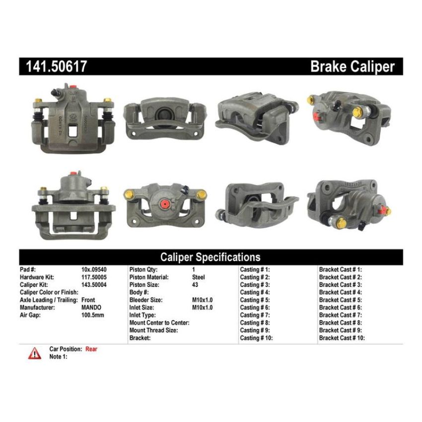 CENTRIC PARTS 141.50617 Centric Semi-Loaded Brake Caliper