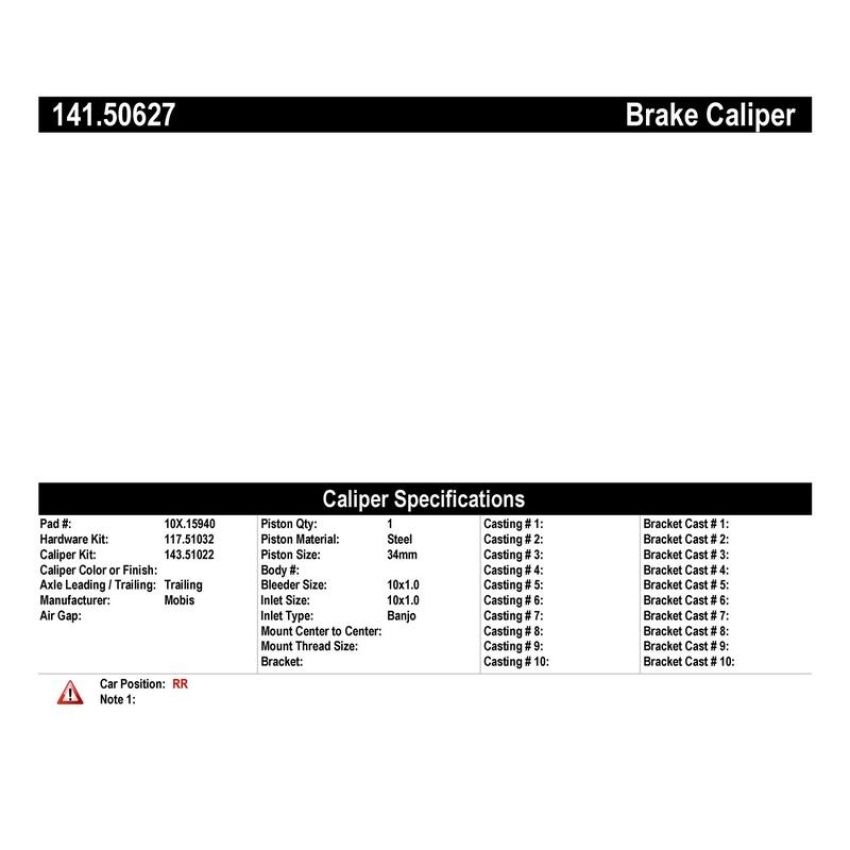 CENTRIC PARTS 141.50627 Centric Semi-Loaded Brake Caliper