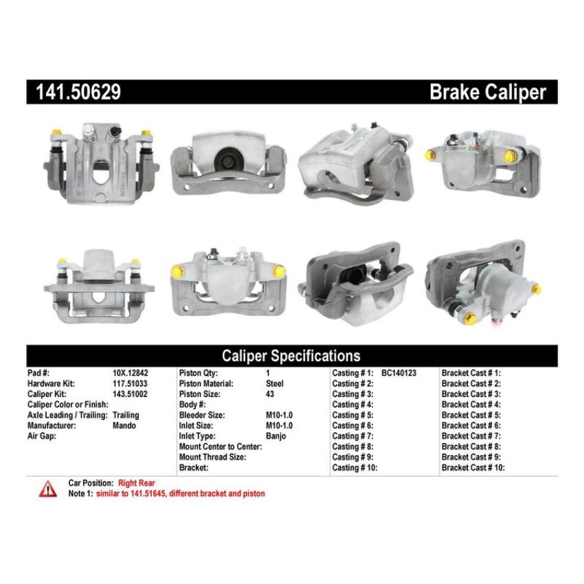 CENTRIC PARTS 141.50629 Centric Semi-Loaded Brake Caliper with New Phenolic Pistons