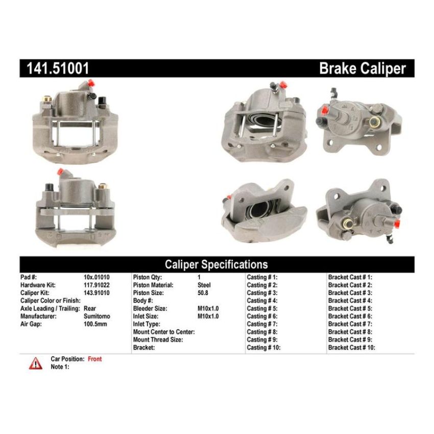 CENTRIC PARTS 141.51001 Centric Semi-Loaded Brake Caliper