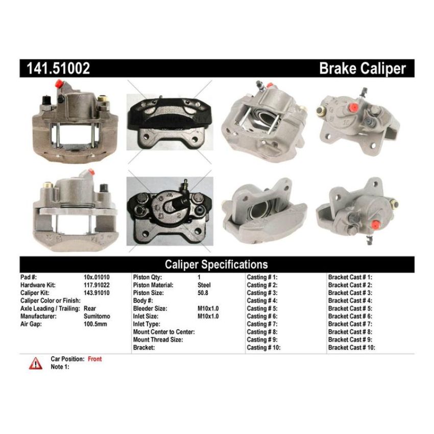 CENTRIC PARTS 141.51002 Centric Semi-Loaded Brake Caliper