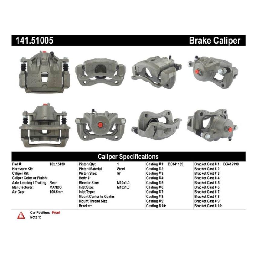CENTRIC PARTS 141.51005 Centric Semi-Loaded Brake Caliper