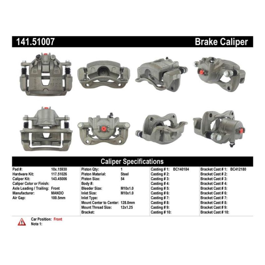 CENTRIC PARTS 141.51007 Centric Semi-Loaded Brake Caliper