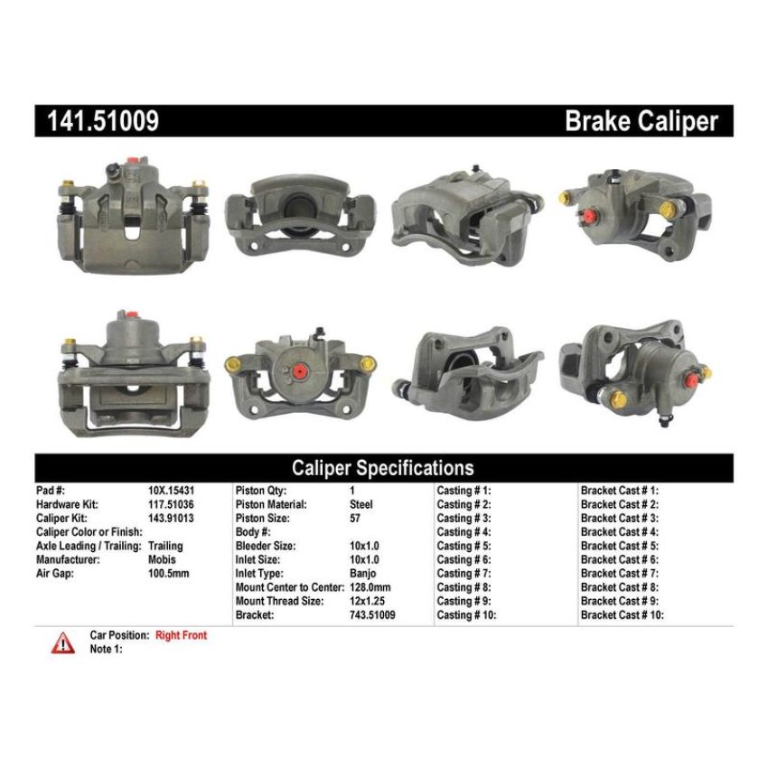 CENTRIC PARTS 141.51009 Centric Semi-Loaded Brake Caliper