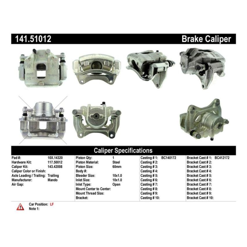 CENTRIC PARTS 141.51012 Centric Semi-Loaded Brake Caliper