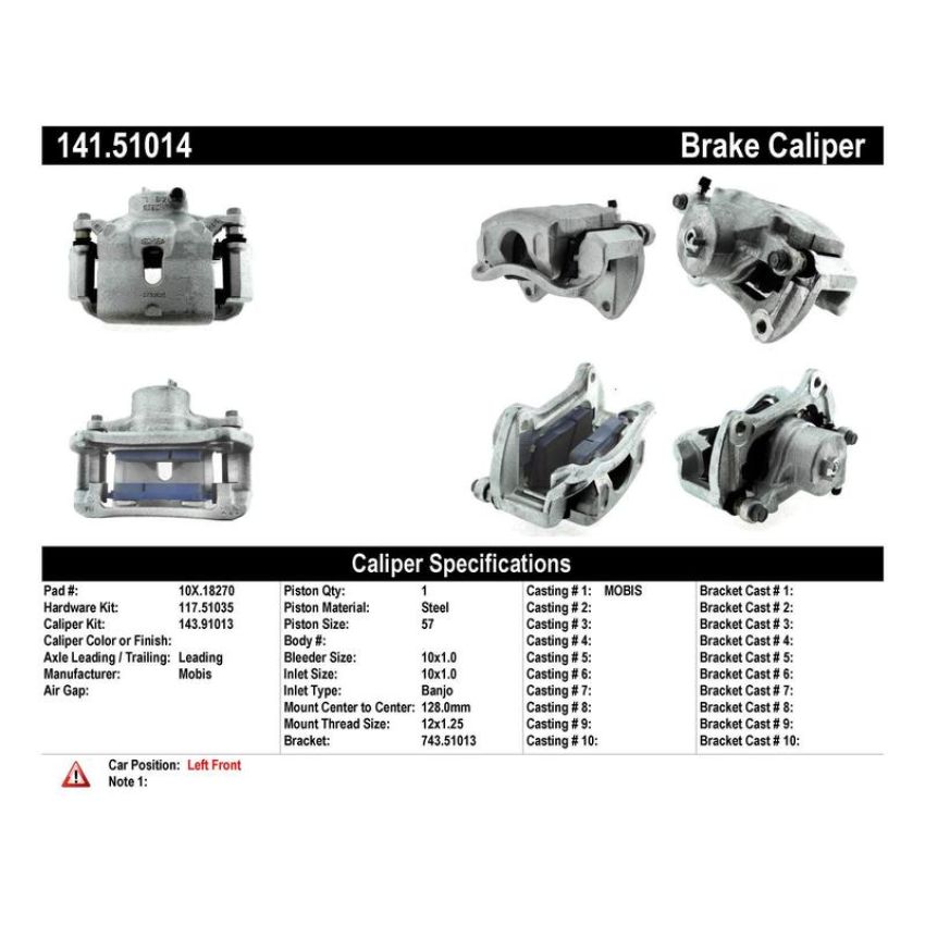 CENTRIC PARTS 141.51014 Centric Semi-Loaded Brake Caliper
