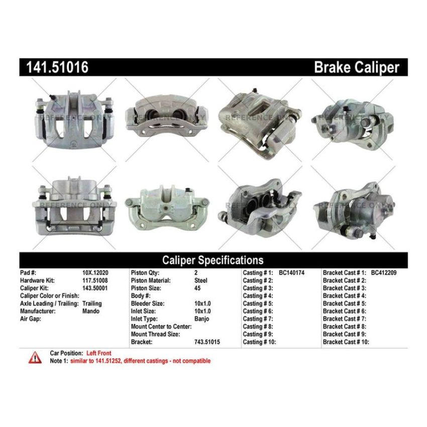 CENTRIC PARTS 141.51016 Centric Semi-Loaded Brake Caliper