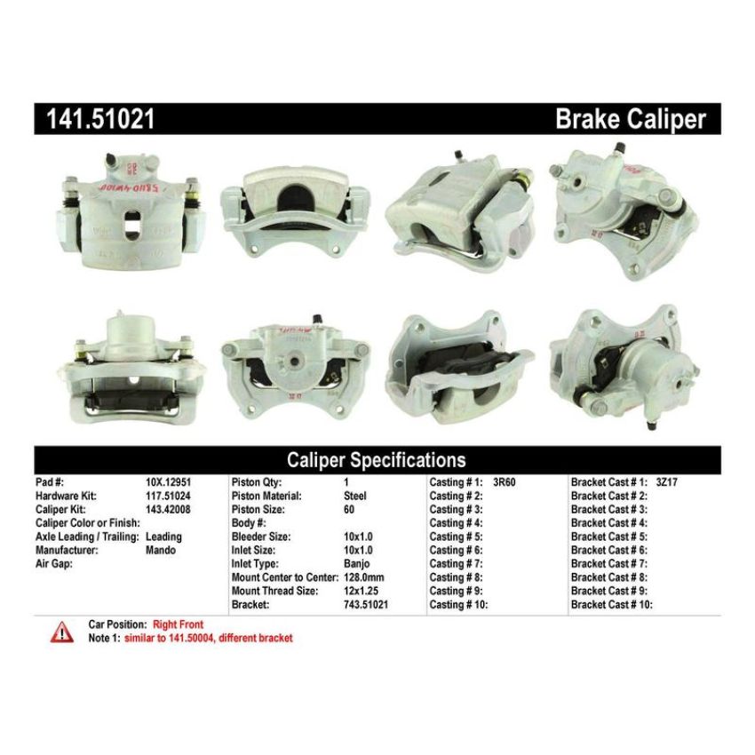 CENTRIC PARTS 141.51021 Centric Semi-Loaded Brake Caliper