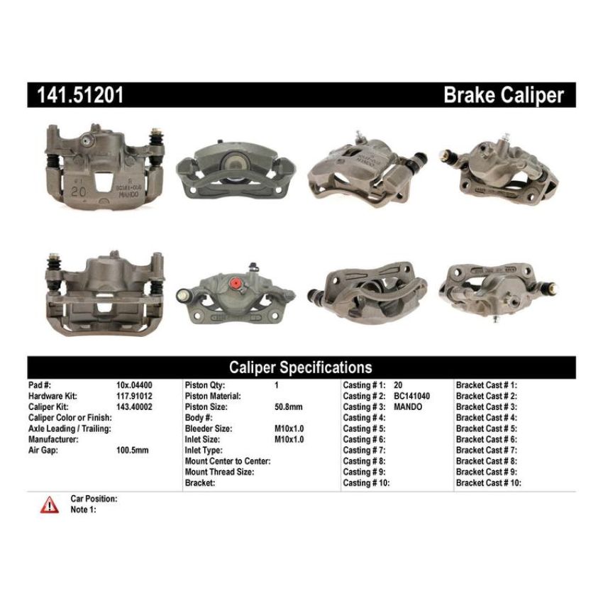 CENTRIC PARTS 141.51201 Centric Semi-Loaded Brake Caliper