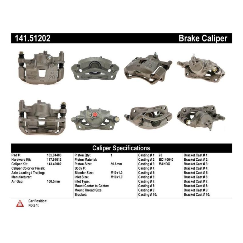CENTRIC PARTS 141.51202 Centric Semi-Loaded Brake Caliper