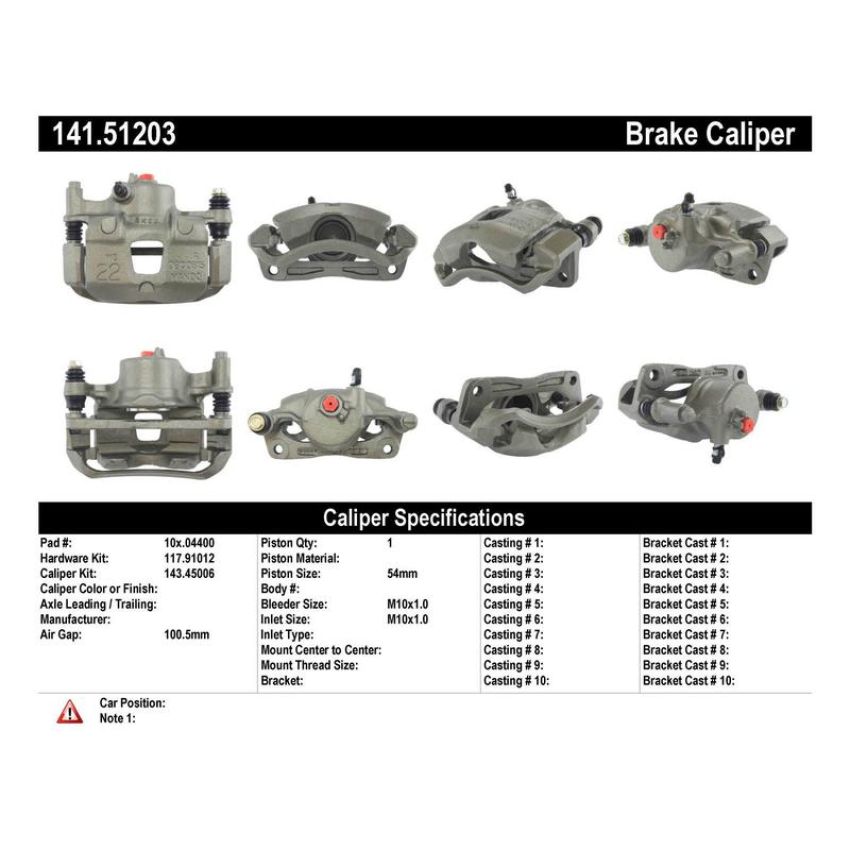CENTRIC PARTS 141.51203 Centric Semi-Loaded Brake Caliper