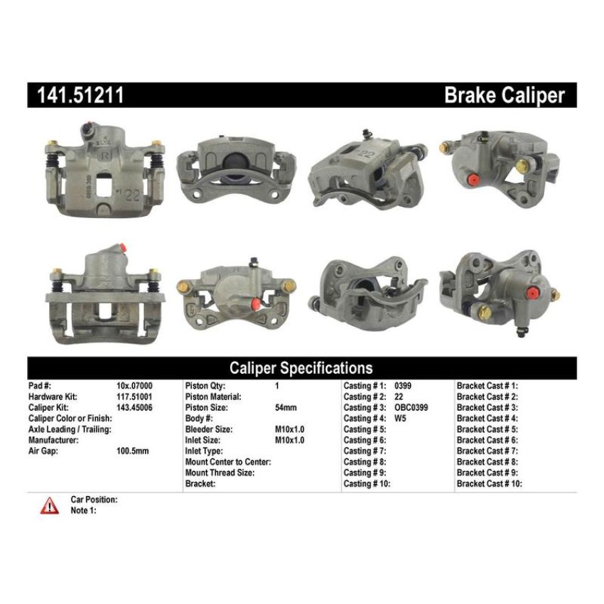 CENTRIC PARTS 141.51211 Centric Semi-Loaded Brake Caliper
