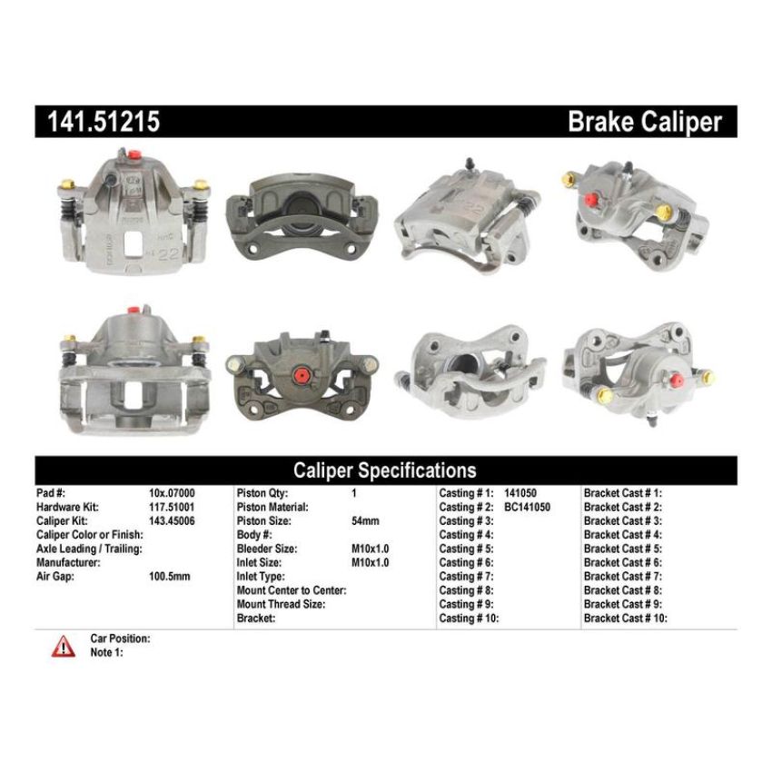 CENTRIC PARTS 141.51215 Centric Semi-Loaded Brake Caliper