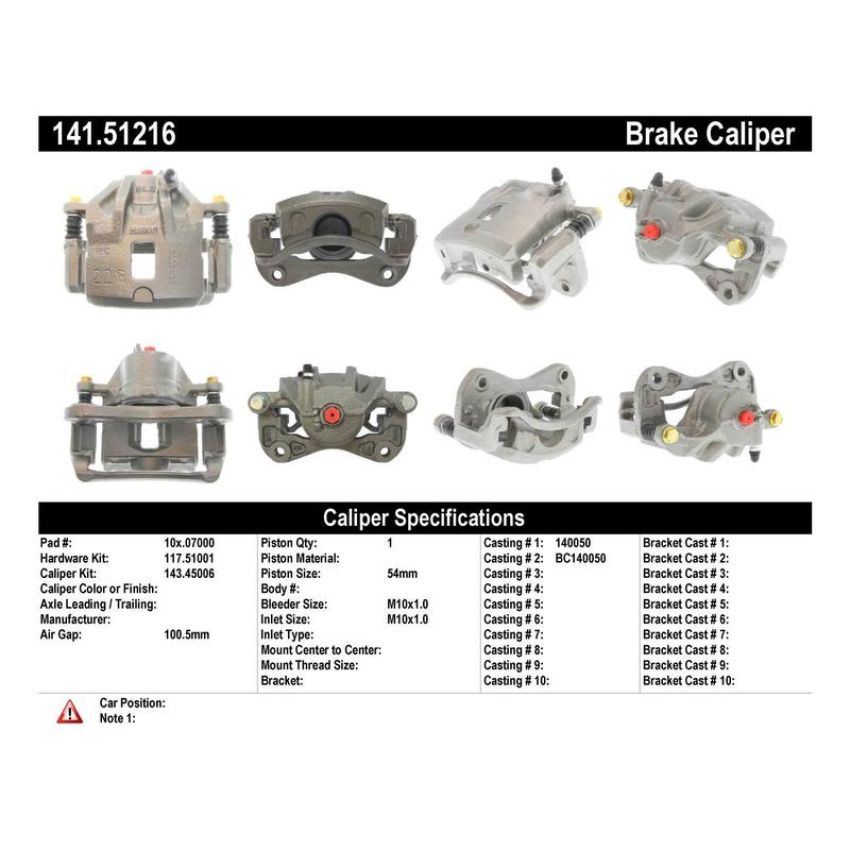 CENTRIC PARTS 141.51216 Centric Semi-Loaded Brake Caliper