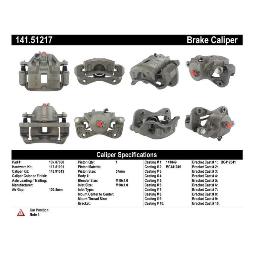 CENTRIC PARTS 141.51217 Centric Semi-Loaded Brake Caliper