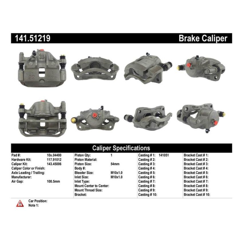 CENTRIC PARTS 141.51219 Centric Semi-Loaded Brake Caliper