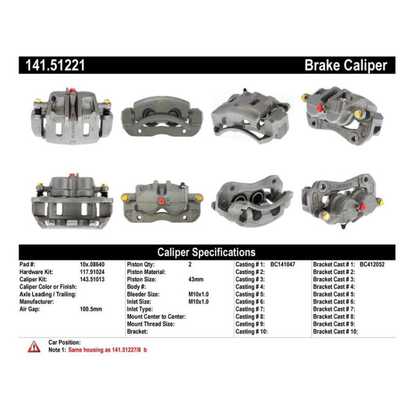 CENTRIC PARTS 141.51221 Centric Semi-Loaded Brake Caliper
