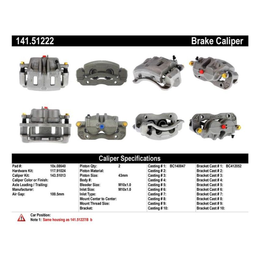 CENTRIC PARTS 141.51222 Centric Semi-Loaded Brake Caliper