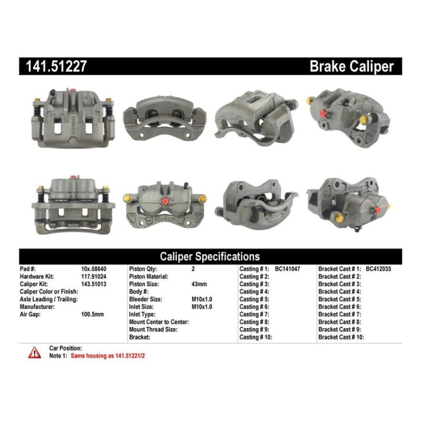 CENTRIC PARTS 141.51227 Centric Semi-Loaded Brake Caliper