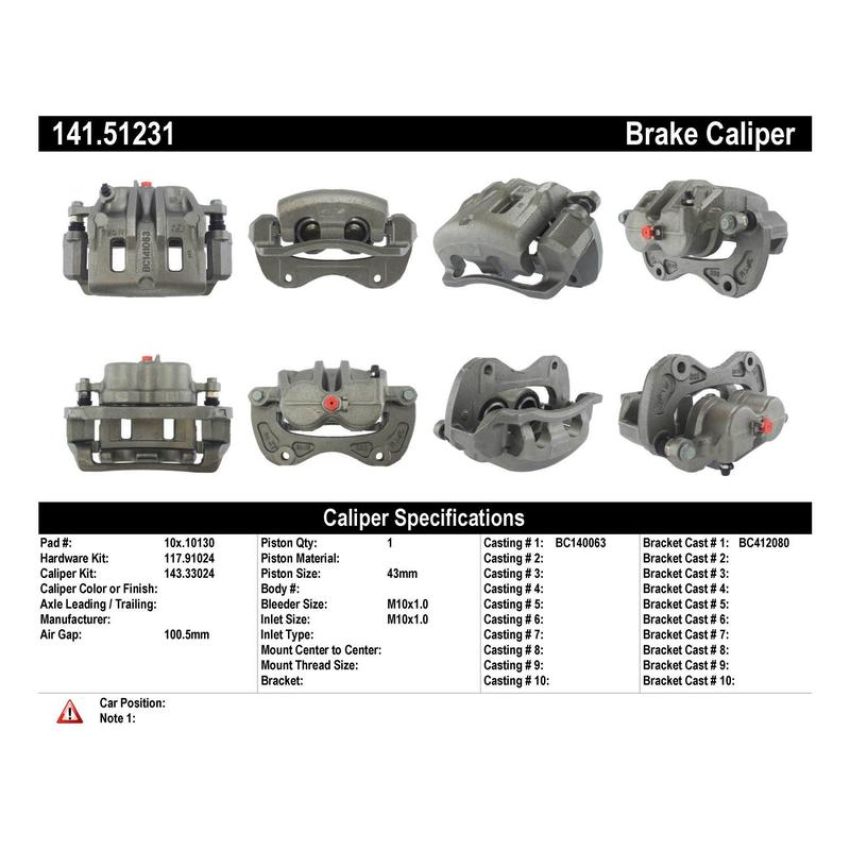 CENTRIC PARTS 141.51231 Centric Semi-Loaded Brake Caliper
