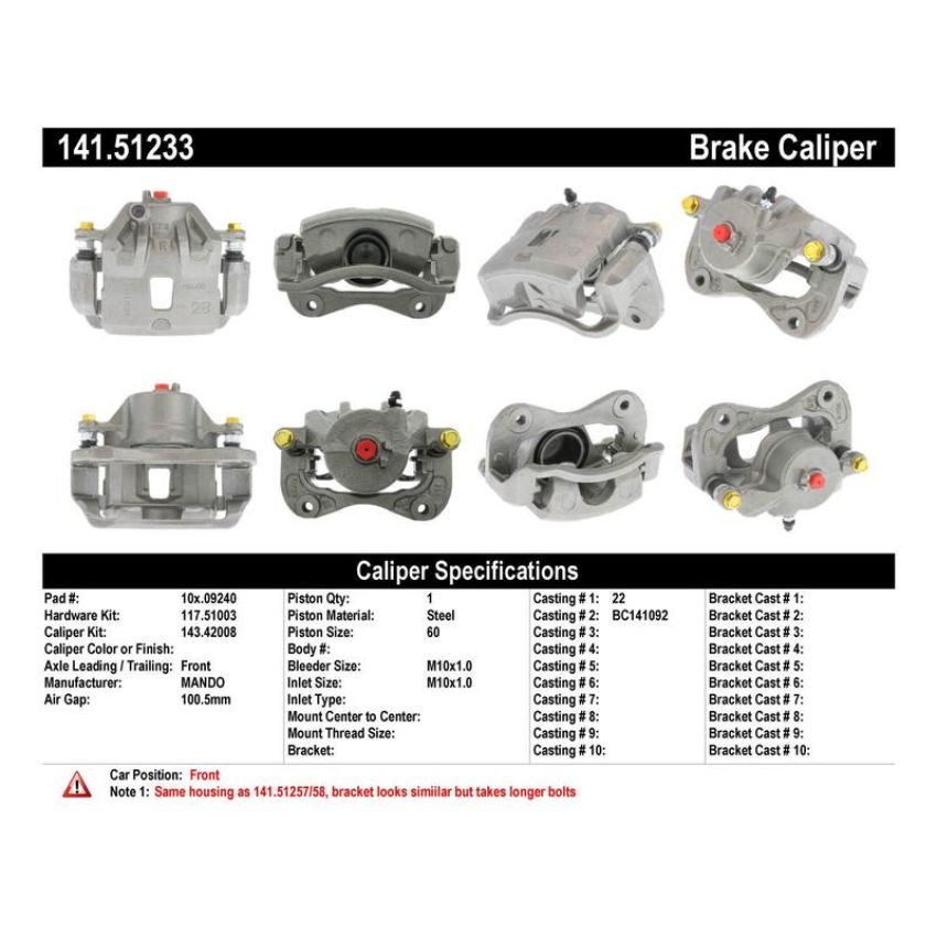 CENTRIC PARTS 141.51233 Centric Semi-Loaded Brake Caliper