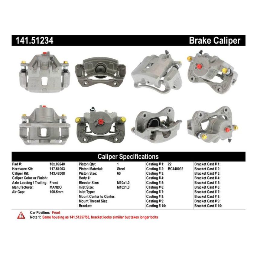 CENTRIC PARTS 141.51234 Centric Semi-Loaded Brake Caliper
