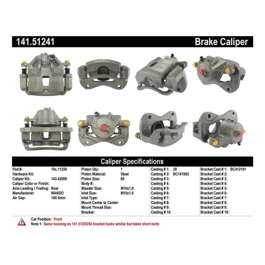 CENTRIC PARTS 141.51241 Centric Semi-Loaded Brake Caliper