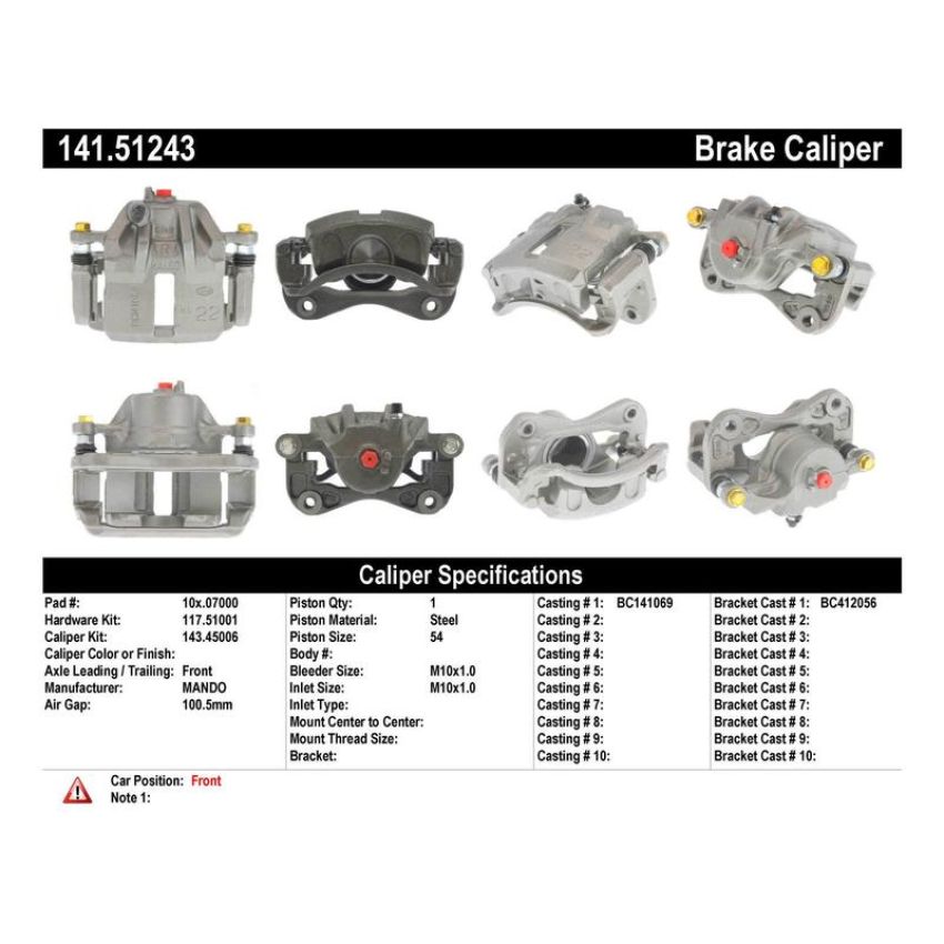 CENTRIC PARTS 141.51243 Centric Semi-Loaded Brake Caliper