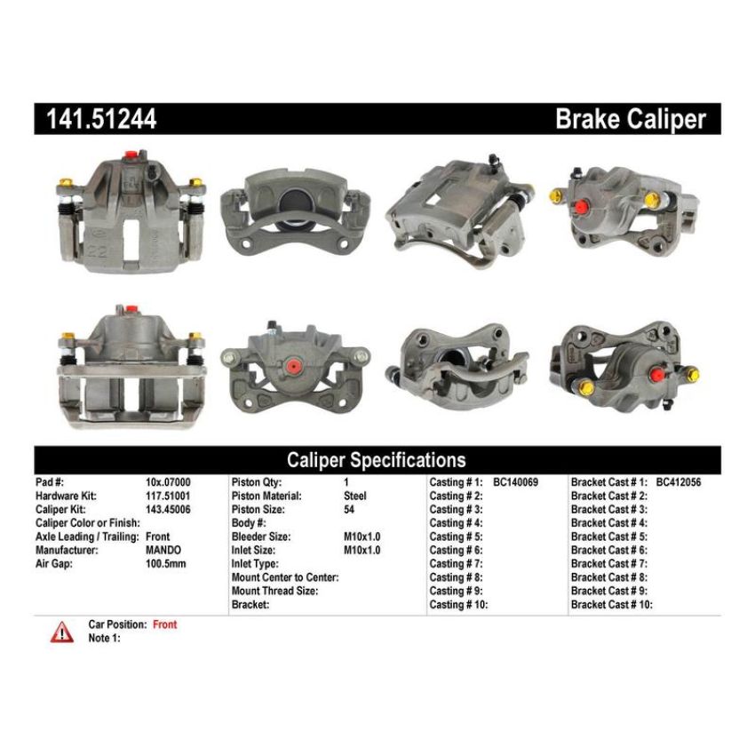 CENTRIC PARTS 141.51244 Centric Semi-Loaded Brake Caliper