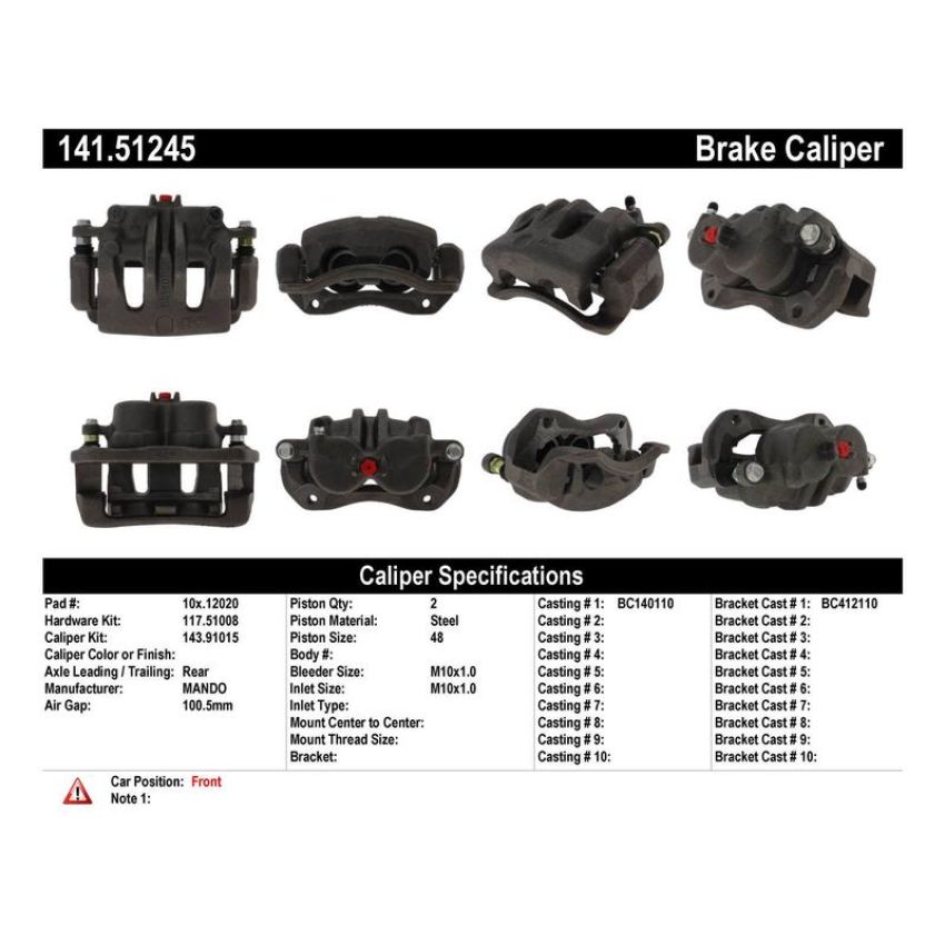 CENTRIC PARTS 141.51245 Centric Semi-Loaded Brake Caliper